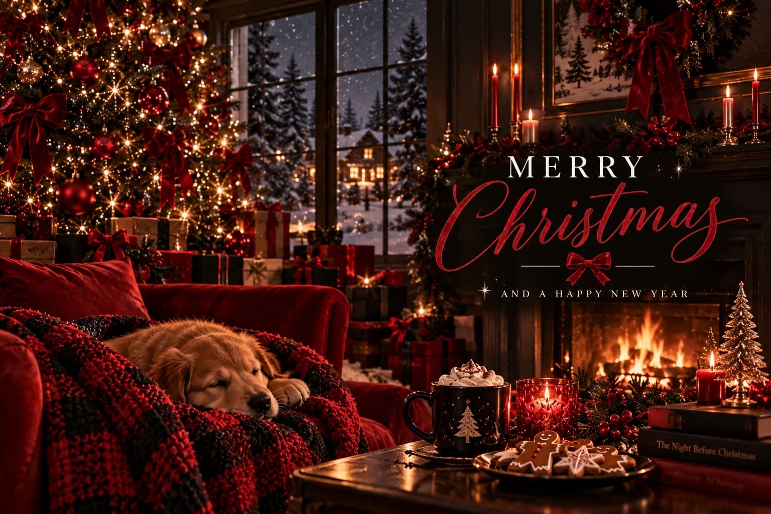 Fireside Christmas postcard