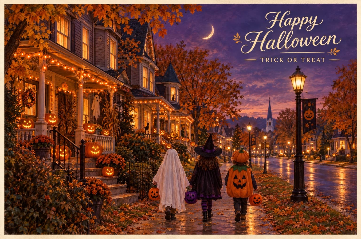 Trick or Treat Halloween postcard